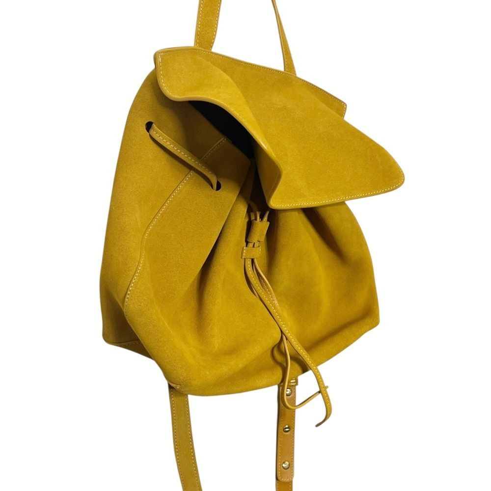Mansur Gavriel Lady Bag Suede Mustard Yellow‎ Convertible Top Handle Shoulder - Picture 5 of 15